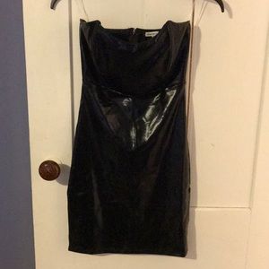NWT Strapless Black Wet Leather Dress